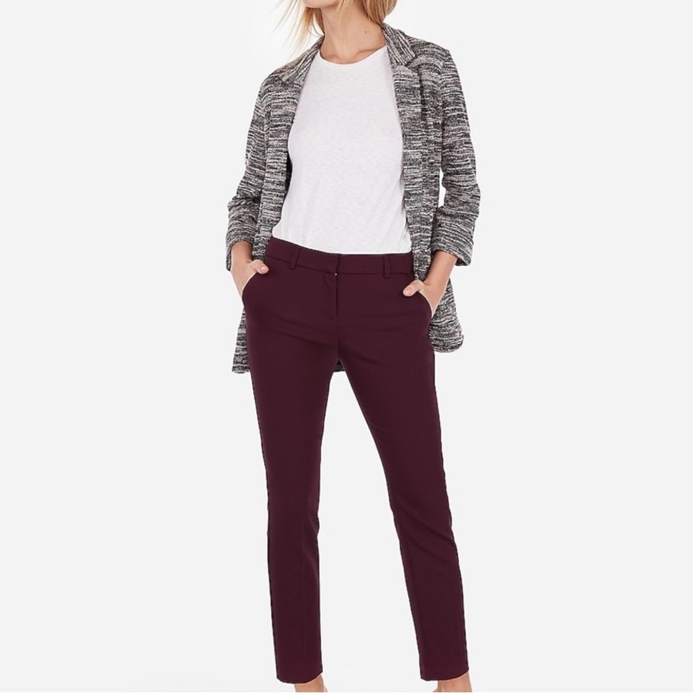 NWT Express Columnist Grid Black Red Ankle Pants Sz 6R